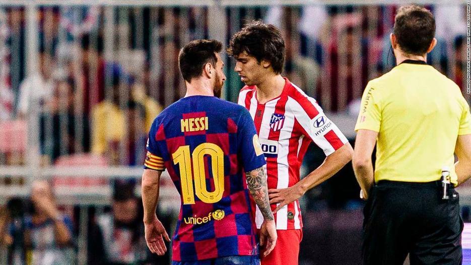 Lionel Messi clashes with Joao Felix in Spanish Super Cup -